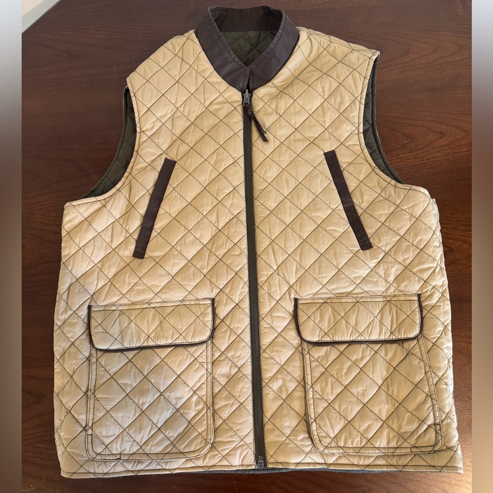 Madison Creek Reversible Quilted Vest - Olive Green/Beige - Picture 3 of 4